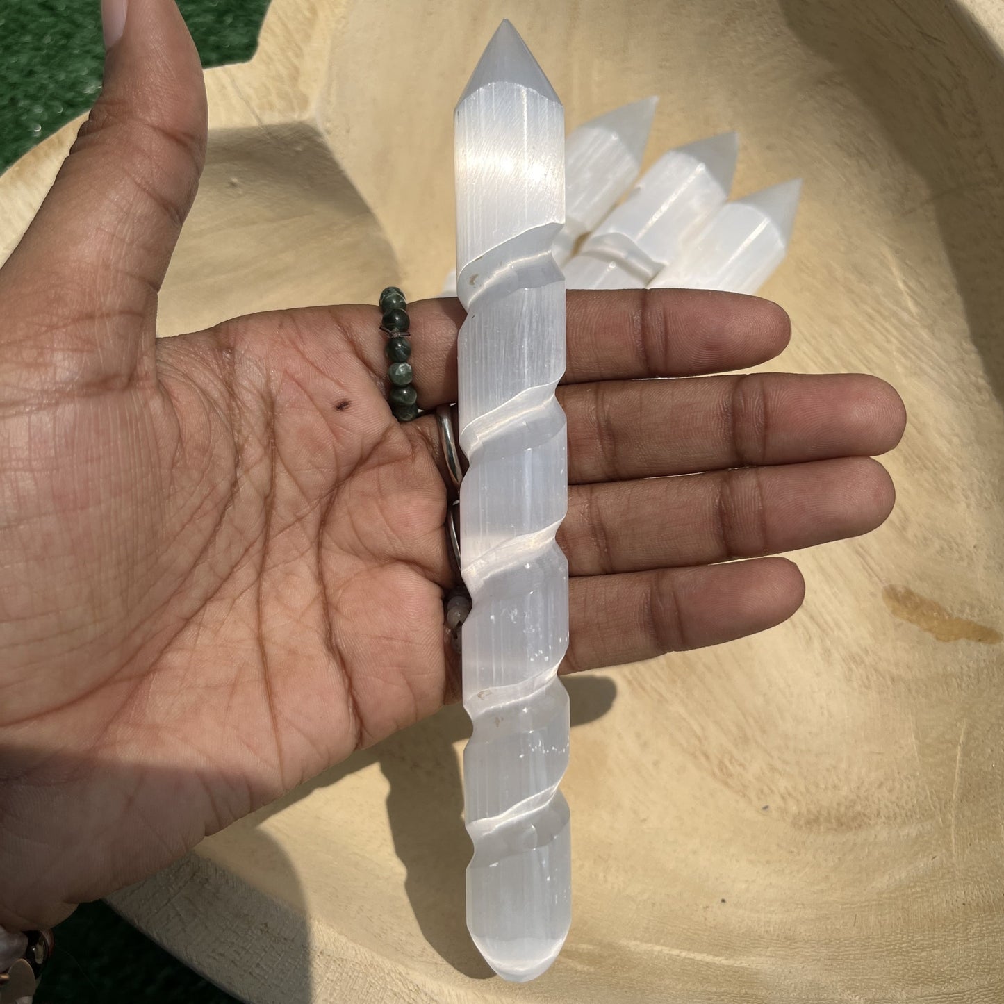 Spiral Satin Spar (Selenite) Pencil Point Wand