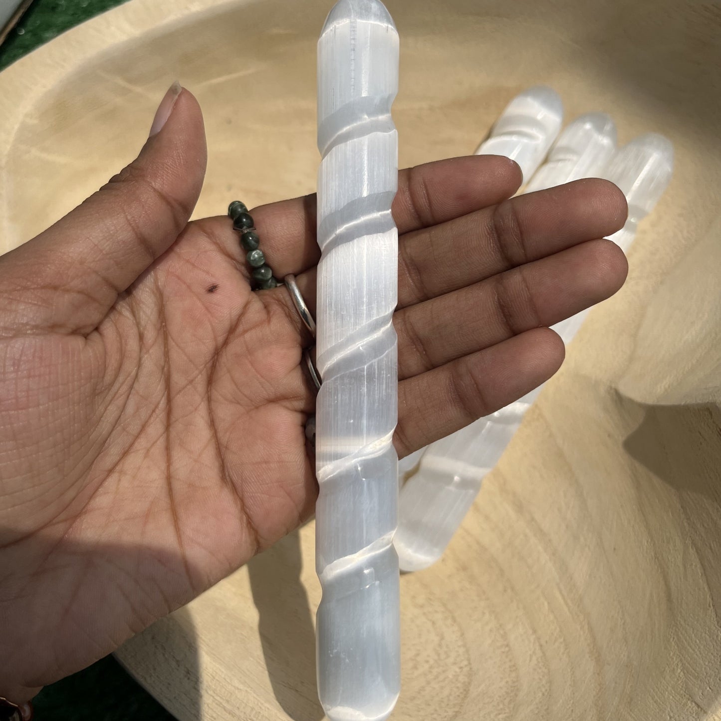 Spiral Satin Spar (Selenite) Round Wand